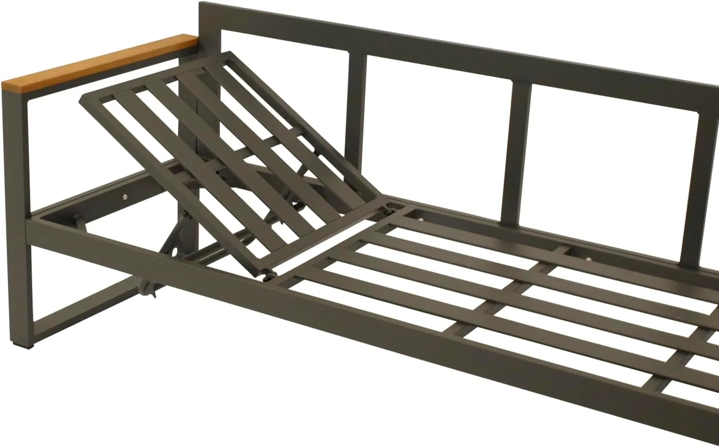 DEGAMO Funktions Eckbankset Diningset Kampala 2-teilig, Aluminium anthrazit + Akazie, Polster Mittelgrau, mit Liegefunktion, Outdoor — Ansicht 6