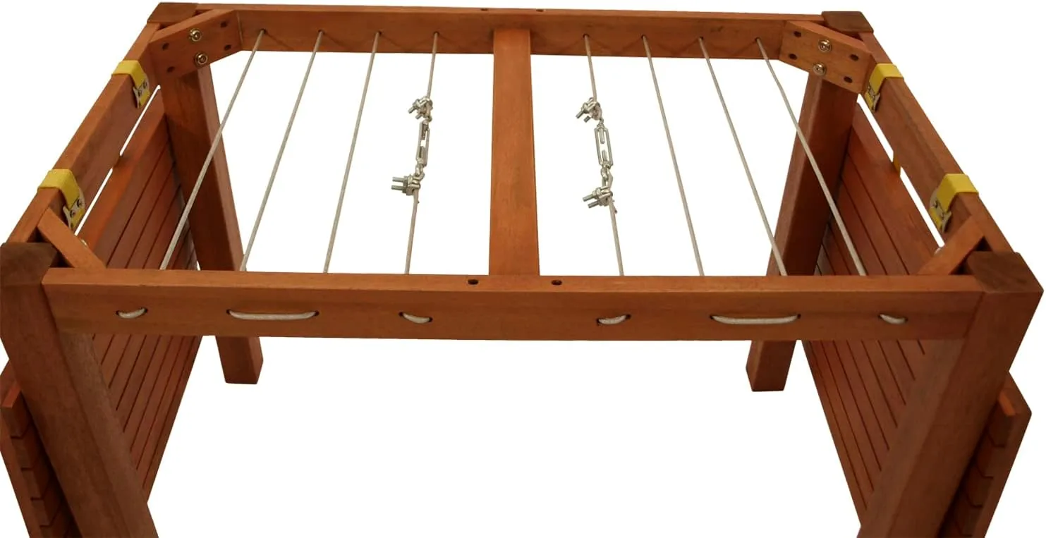 DEGAMO Funktions Gartentisch mit Wäscheständerfunktion, 100x60x75cm, Eukalyptus braun geölt, FSC®-Zertifiziert, Outdoor und Indoor — Ansicht 6