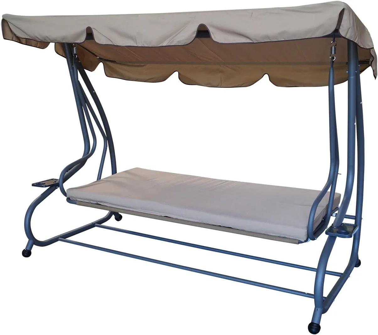 DEGAMO Funktions - Hollywoodschaukel Miami 4-sitzer 228cm, klappbar als Liege, grau/Creme, incl. Schutzhülle 250cm mit Reissverschluss aus PE, transparent — Ansicht 2