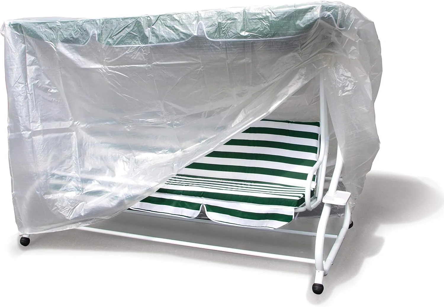DEGAMO Funktions - Hollywoodschaukel Miami 4-sitzer 228cm, klappbar als Liege, grau/Creme, incl. Schutzhülle 250cm mit Reissverschluss aus PE, transparent — Ansicht 3