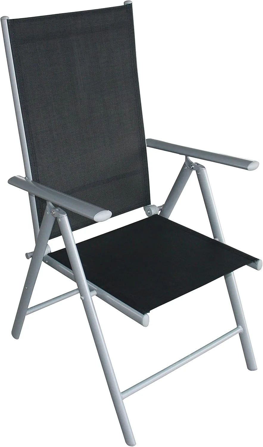 DEGAMO Garnitur Ravenna 5-teilig, 4X Alu Klappsessel mehrfach verstellbar schwarz, 1x Glastisch 70x120cm, Outdoor — Ansicht 2