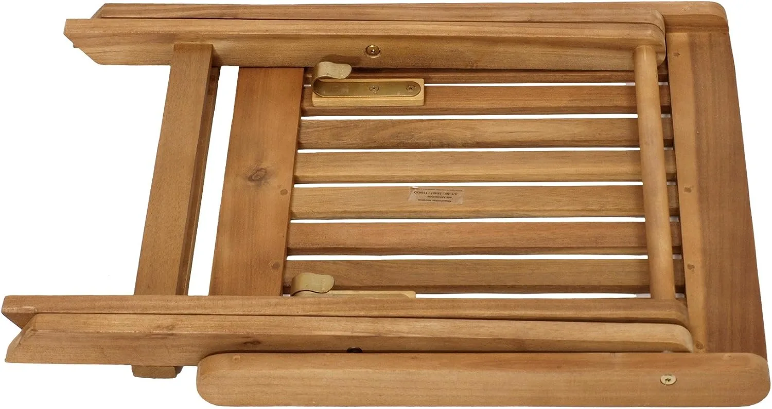 DEGAMO Garten Klapphocker Sitzhocker Hocker France 45x45cm, Akazie geölt braun, Indoor und Outdoor — Ansicht 3