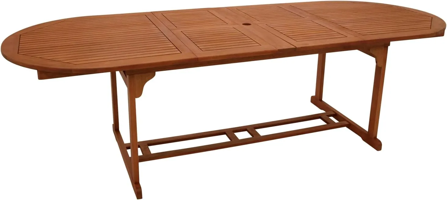 DEGAMO Garten Outdoor Sitzgruppe LAGO in XL-Ausführung, 9-teilig: 8X Klappsesessel verstellbar, 1x Ausziehtisch 260x100cm oval, Eukalyptus-Holz, braun geölt — Ansicht 6