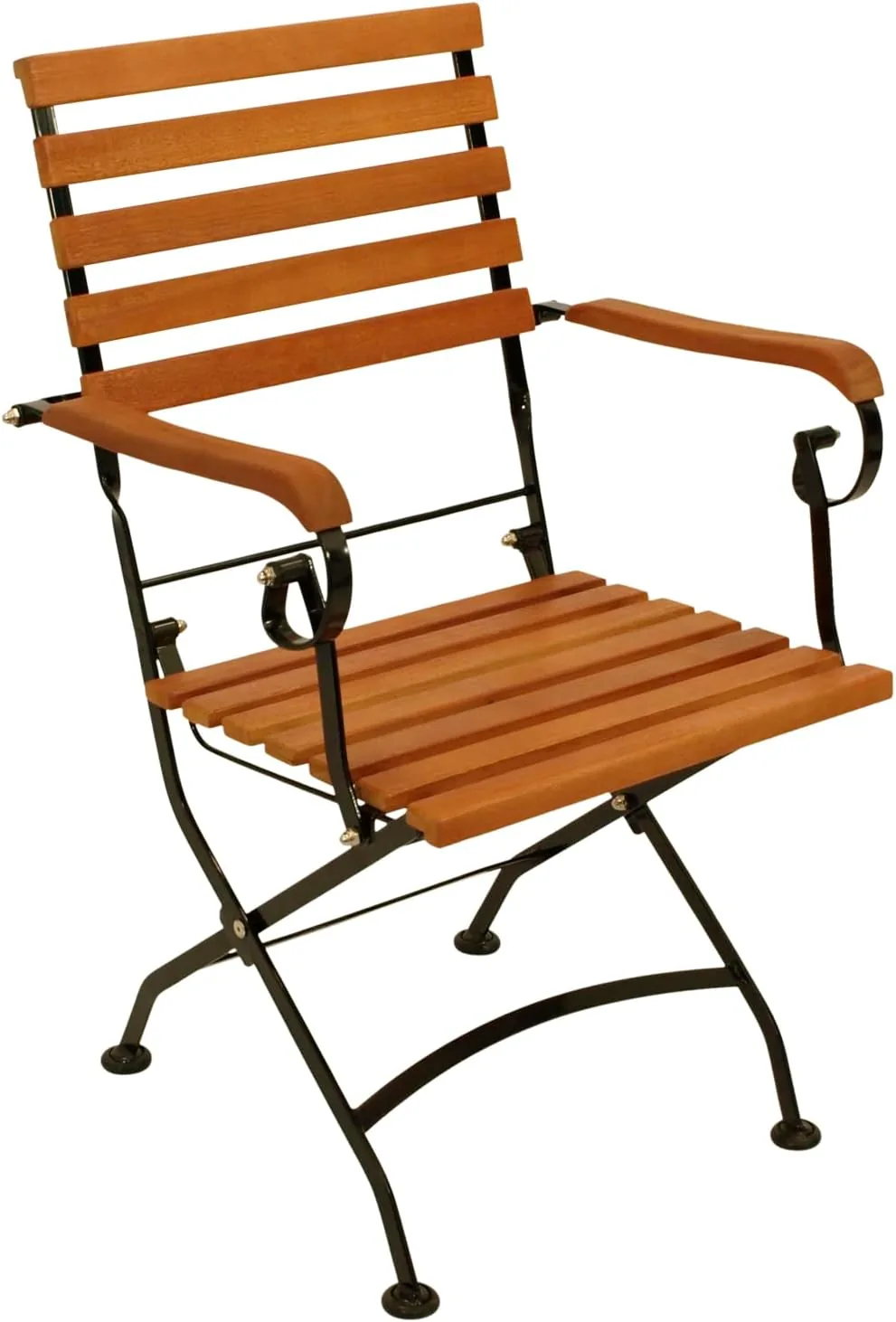 DEGAMO Garten Sitzgruppe Klappgarnitur HOFGARTEN 3-teilig (2X Armlehnensessel, 1x Tisch 75x75cm), Stahl schwarz pulverbeschichtet, Eukalyptus Holz braun geölt, FSC®-Zertifiziert, Outdoor — Ansicht 2
