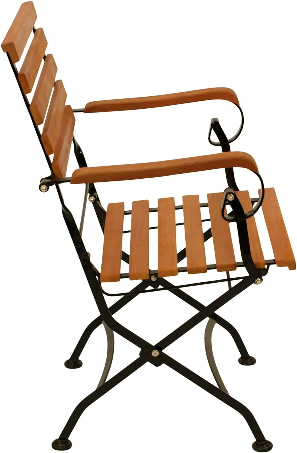 DEGAMO Garten Sitzgruppe Klappgarnitur HOFGARTEN 3-teilig (2X Armlehnensessel, 1x Tisch 75x75cm), Stahl schwarz pulverbeschichtet, Eukalyptus Holz braun geölt, FSC®-Zertifiziert, Outdoor — Ansicht 4