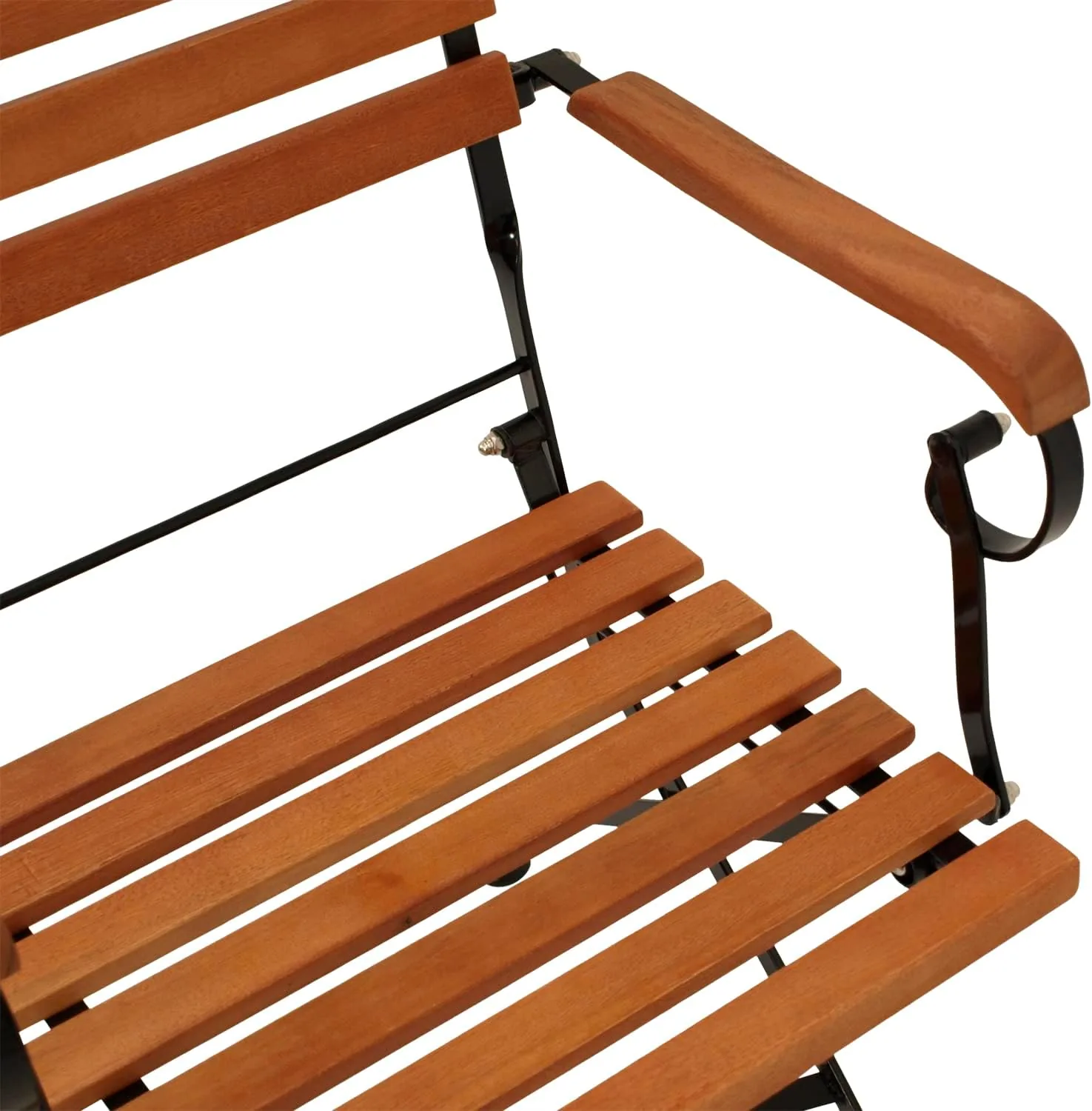 DEGAMO Garten Sitzgruppe Klappgarnitur HOFGARTEN 5-teilig (4X Armlehnensessel, 1x Tisch 70x120cm), Stahl schwarz pulverbeschichtet, Eukalyptus Holz braun geölt, FSC®-Zertifiziert, Outdoor — Ansicht 4