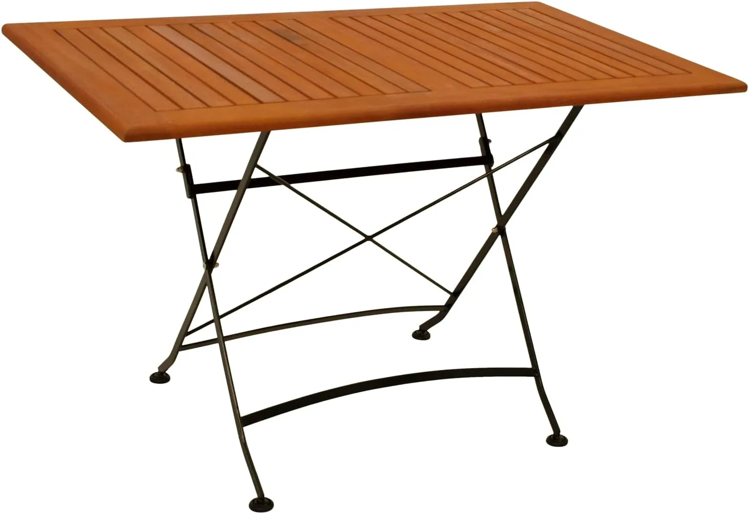 DEGAMO Garten Sitzgruppe Klappgarnitur HOFGARTEN 5-teilig (4X Armlehnensessel, 1x Tisch 70x120cm), Stahl schwarz pulverbeschichtet, Eukalyptus Holz braun geölt, FSC®-Zertifiziert, Outdoor — Ansicht 6