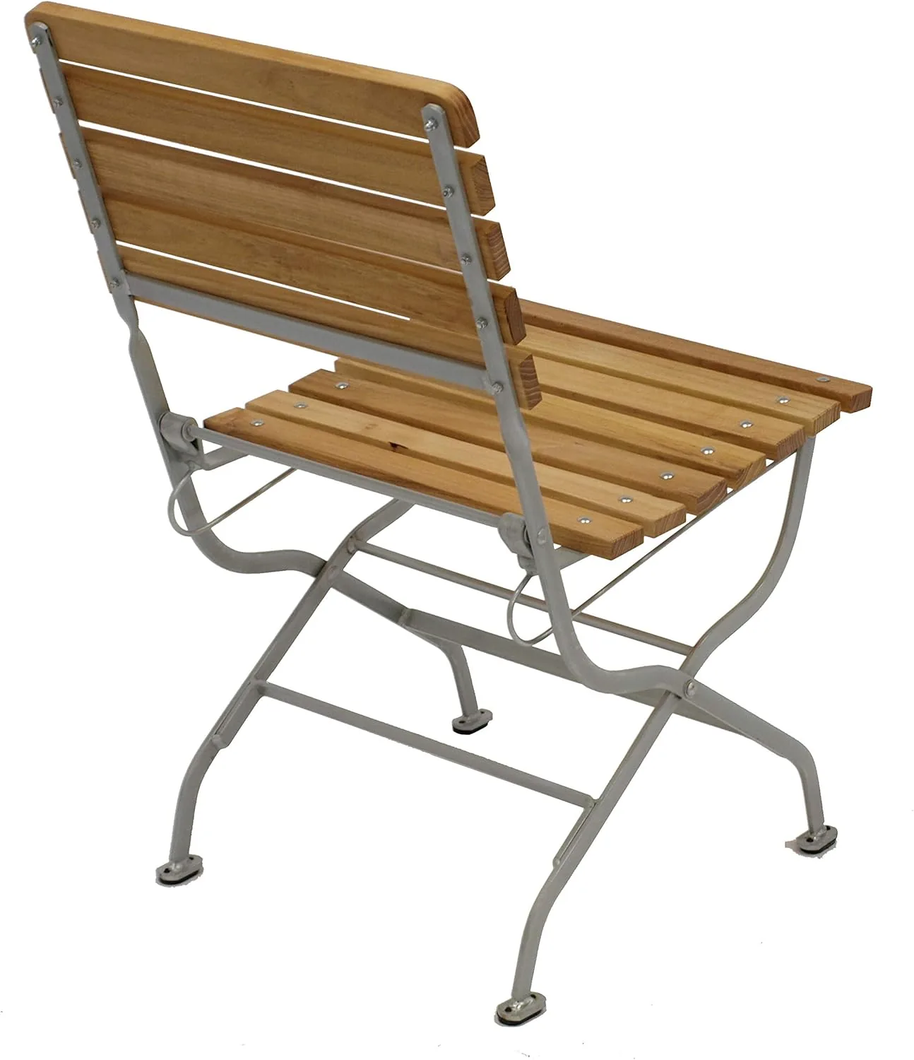 DEGAMO Garten Sitzgruppe Klappgarnitur Passau 3-teilig (2X Stuhl, 1x Tisch rund 77cm), Gestell Flachstahl verzinkt und transparent pulverbeschichtet, Belattung Robinien Holz, Outdoor — Ansicht 3