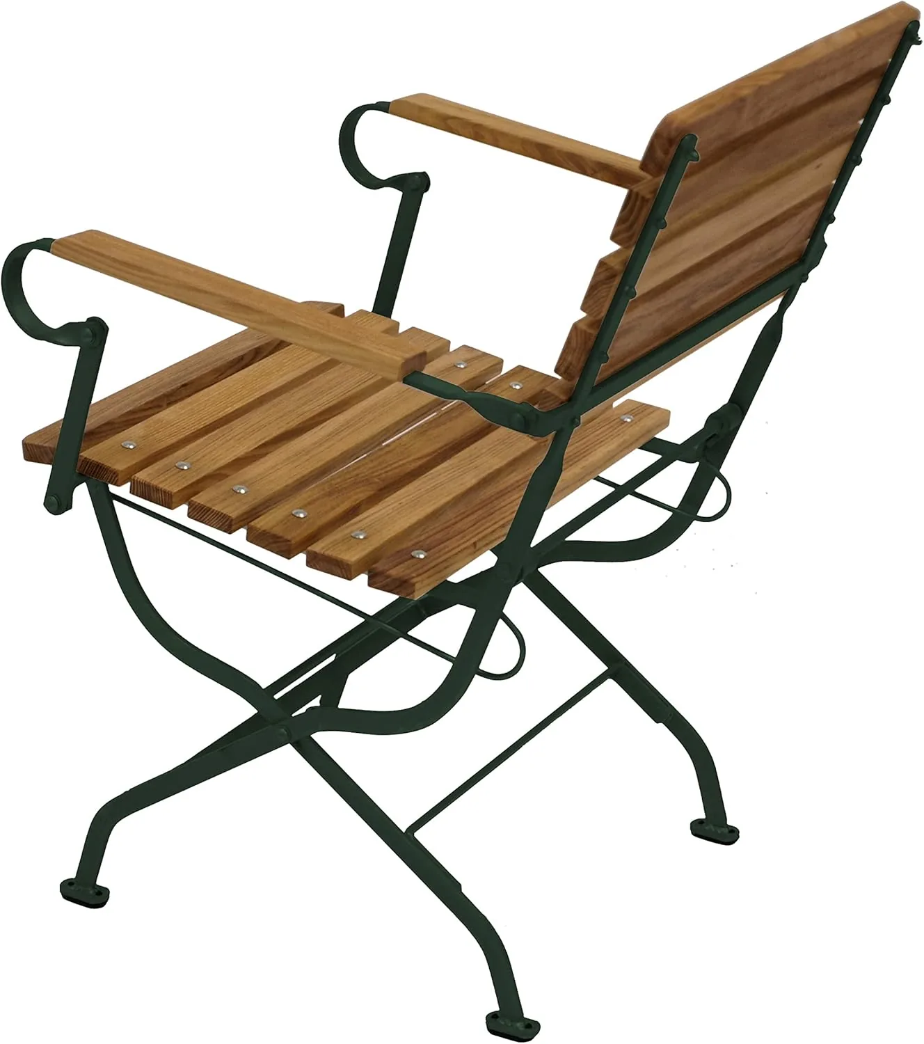DEGAMO Garten Sitzgruppe Klappgarnitur Passau 5-teilig (2X Stuhl, 2X Armlehnensessel, 1x Tisch 70x110cm), Gestell Flachstahl dunkelgrün, Belattung Robinien Holz, Outdoor — Ansicht 5