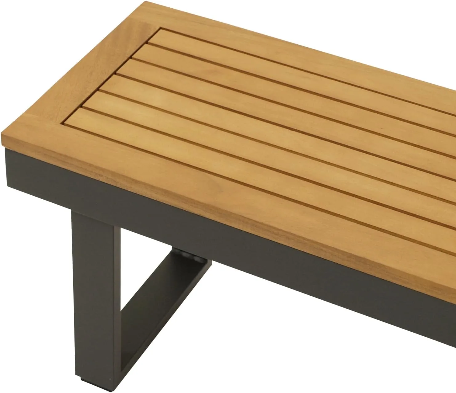 DEGAMO Gartenbank Hockerbank Kampala 120cm, Aluminium anthrazit + Akazie geölt, wetterfest, Outdoor — Ansicht 4