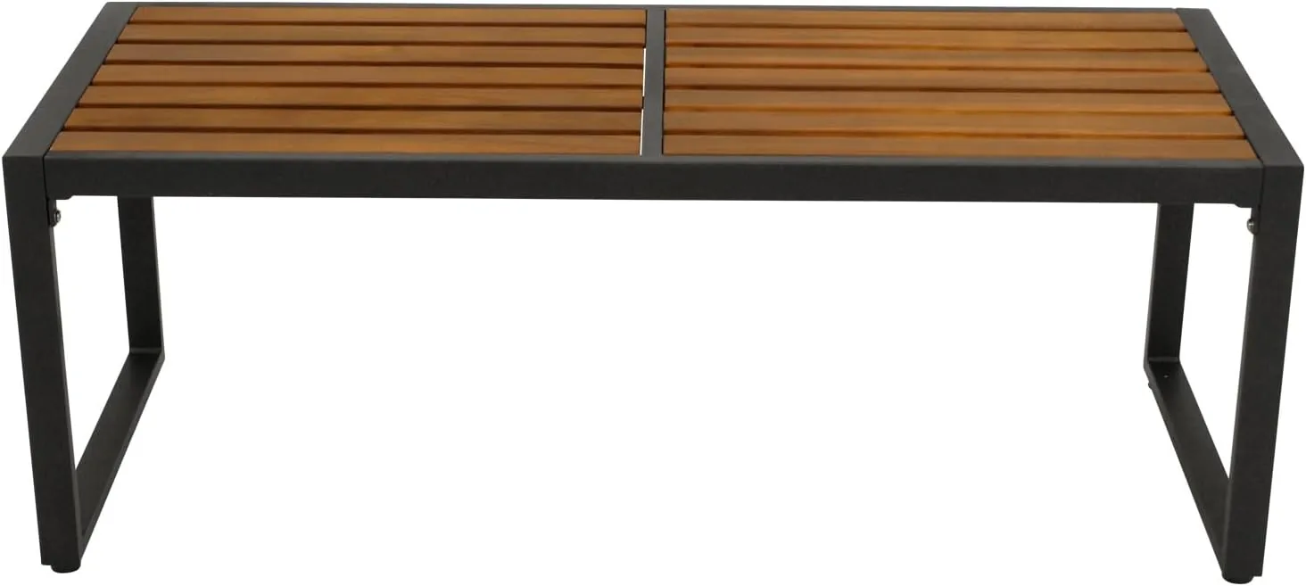 DEGAMO Gartenbank Hockerbank RAGUSA 2-sitzer 123cm, Gestell Metall anthrazit, Sitzfläche Akazie geölt, Outdoor — Ansicht 4