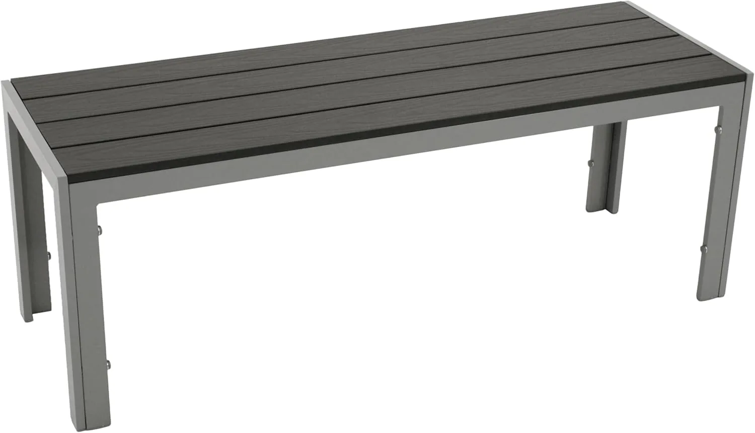 DEGAMO Gartenbank Hockerbank Sorano 2-sitzer 120cm, Gestell Aluminium Silbergrau, Sitzfläche Kunstholz dunkelgrau, Outdoor
