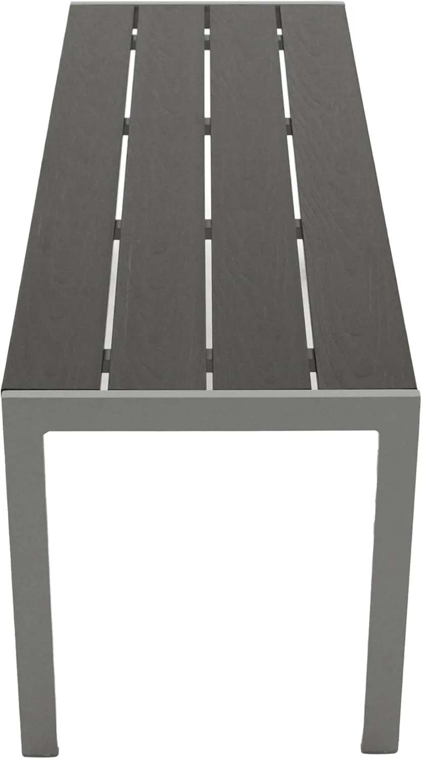 DEGAMO Gartenbank Hockerbank Sorano 2-sitzer 120cm, Gestell Aluminium Silbergrau, Sitzfläche Kunstholz dunkelgrau, Outdoor — Ansicht 4