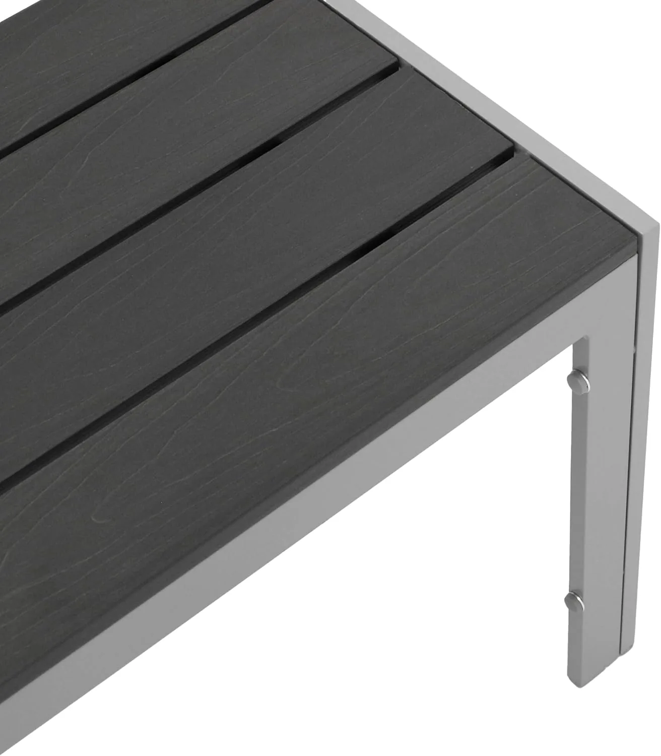 DEGAMO Gartenbank Hockerbank Sorano 2-sitzer 120cm, Gestell Aluminium Silbergrau, Sitzfläche Kunstholz dunkelgrau, Outdoor — Ansicht 6