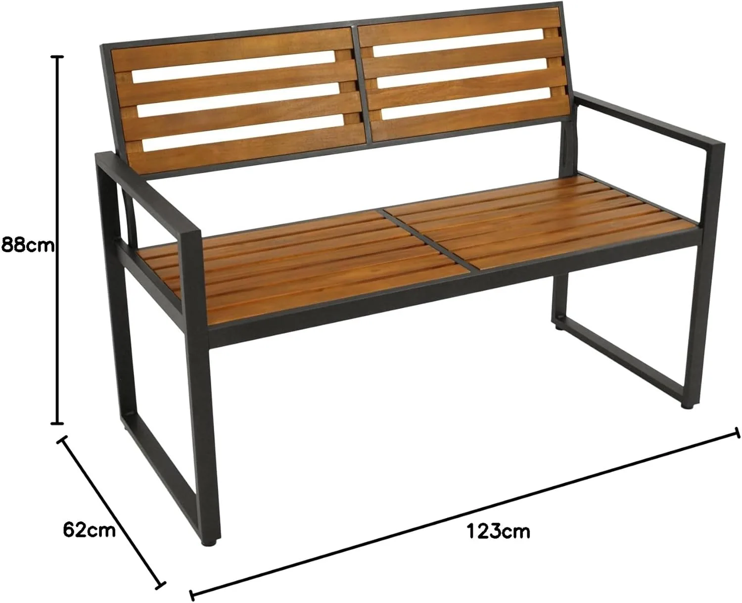 DEGAMO Gartenbank RAGUSA 2-sitzer, mit Rückenlehne, Gestell Metall anthrazit, Sitzfläche Akazie geölt, Outdoor — Ansicht 2