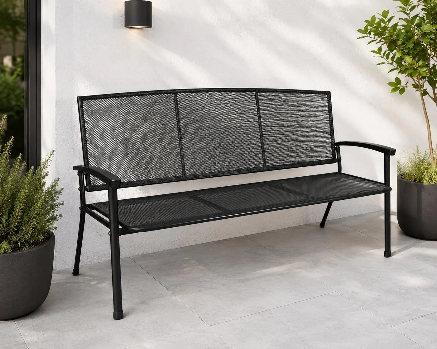 DEGAMO Gartenbank Rivo 3-Sitzer XL 171cm, Streckmetall eisengrau | Wetterfest beschichtet, Outdoor — Ansicht 2