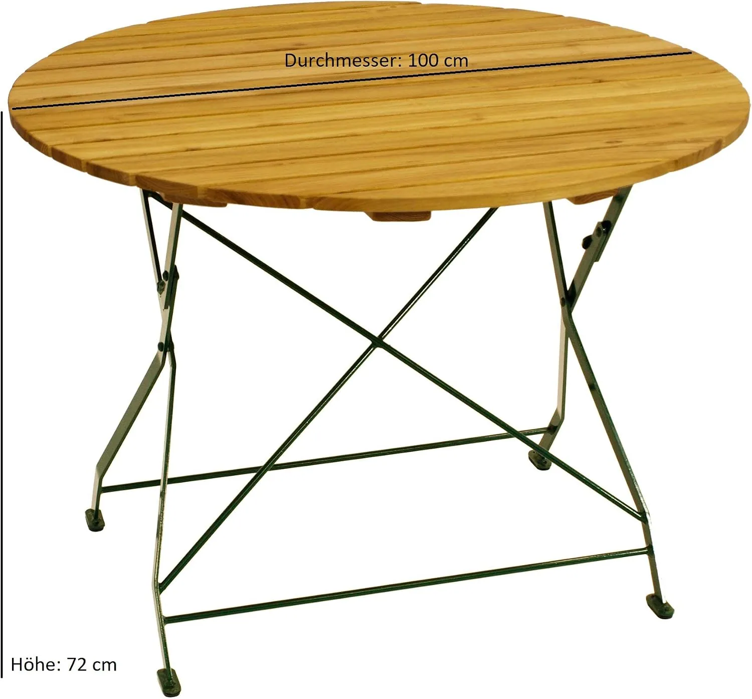 DEGAMO Gartenetisch Bad TÖLZ 100cm rund klappbar, Flachstahl grün + Robinie, Outdoor — Ansicht 2
