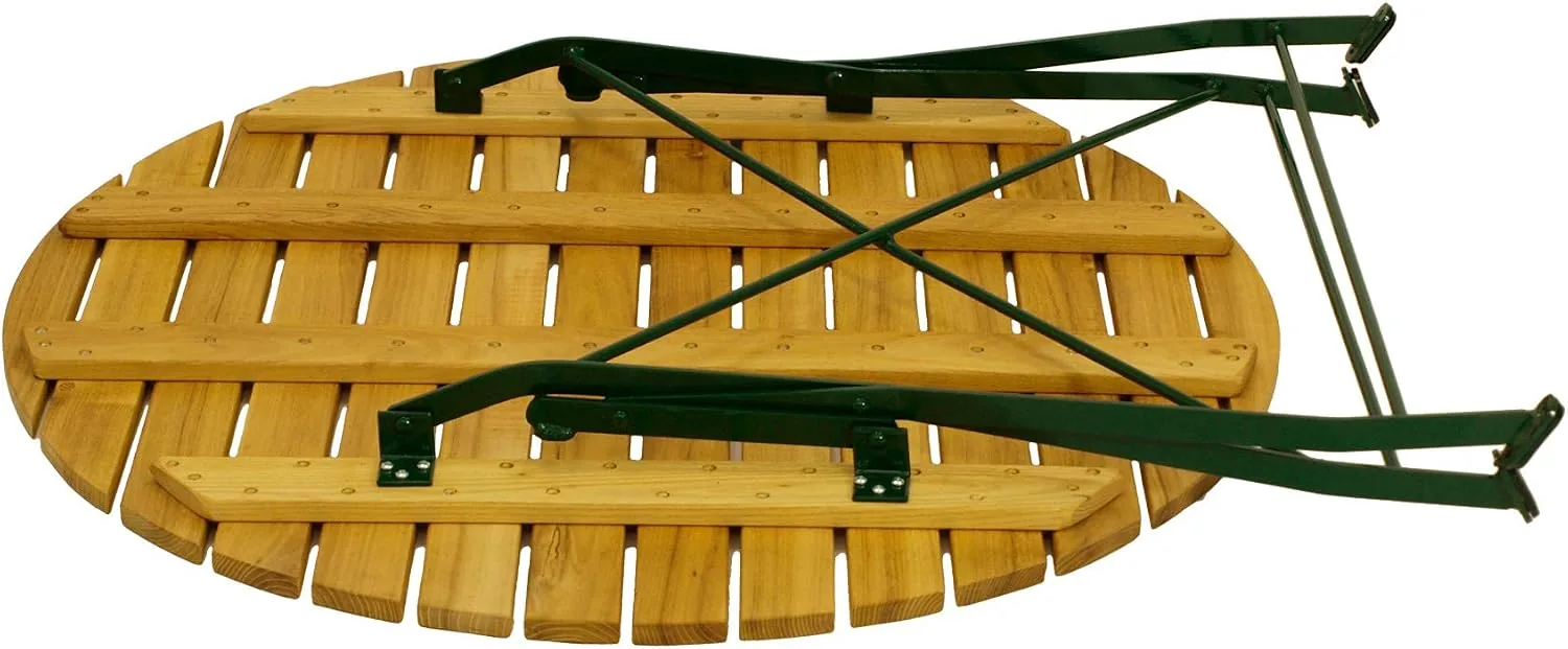 DEGAMO Gartenetisch Bad TÖLZ 100cm rund klappbar, Flachstahl grün + Robinie, Outdoor — Ansicht 3