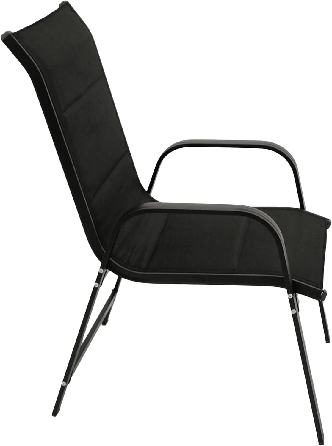 DEGAMO Gartengarnitur Alcudia 3-teilig, 2X Stapelsessel aus Aluminium anthrazit und gepolstertem Textilgewebe in schwarz + 1x Ausziehtisch Aluminium 70/140x70cm, anthrazit — Ansicht 3