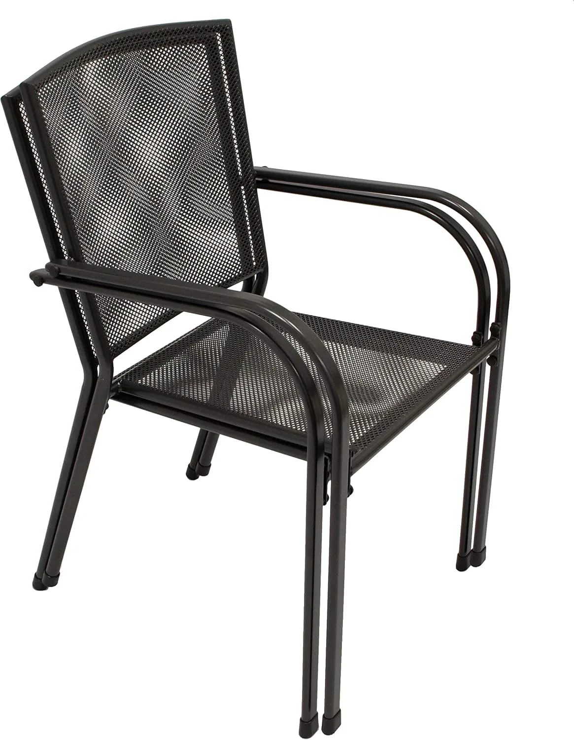 DEGAMO Gartengarnitur Classic 3-teilig, 2X Stapelsessel und 1x Tisch 70x70cm quadratisch, Streckmetall anthrazit — Ansicht 4