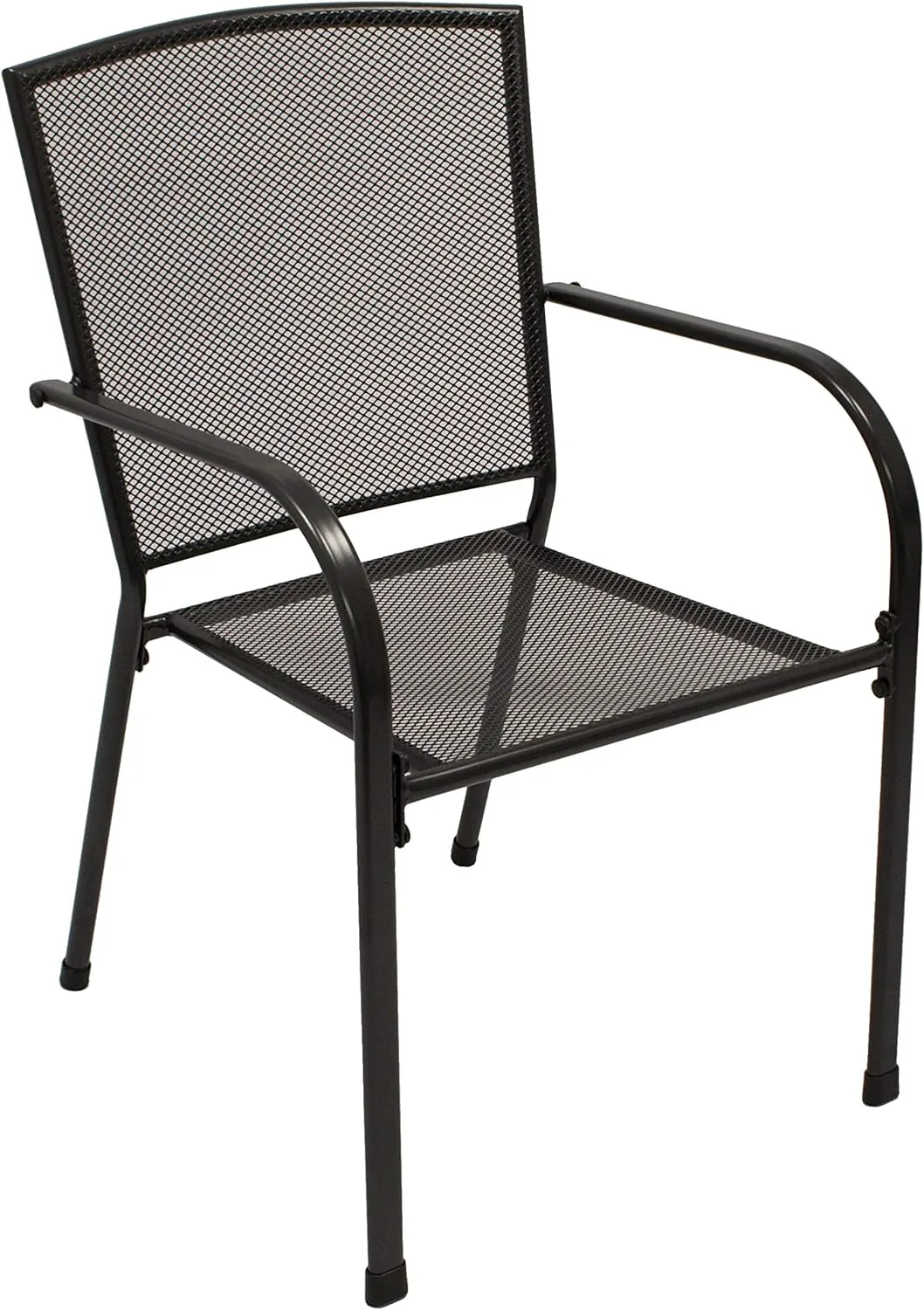 DEGAMO Gartengarnitur Classic 5-teilig, 4X Stapelsessel und 1x Tisch 90x150cm rechteckig, Streckmetall anthrazit beschichtet — Ansicht 3