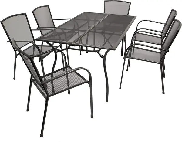 Gartengarnitur Classic 7-teilig, 6X Stapelsessel und 1x…