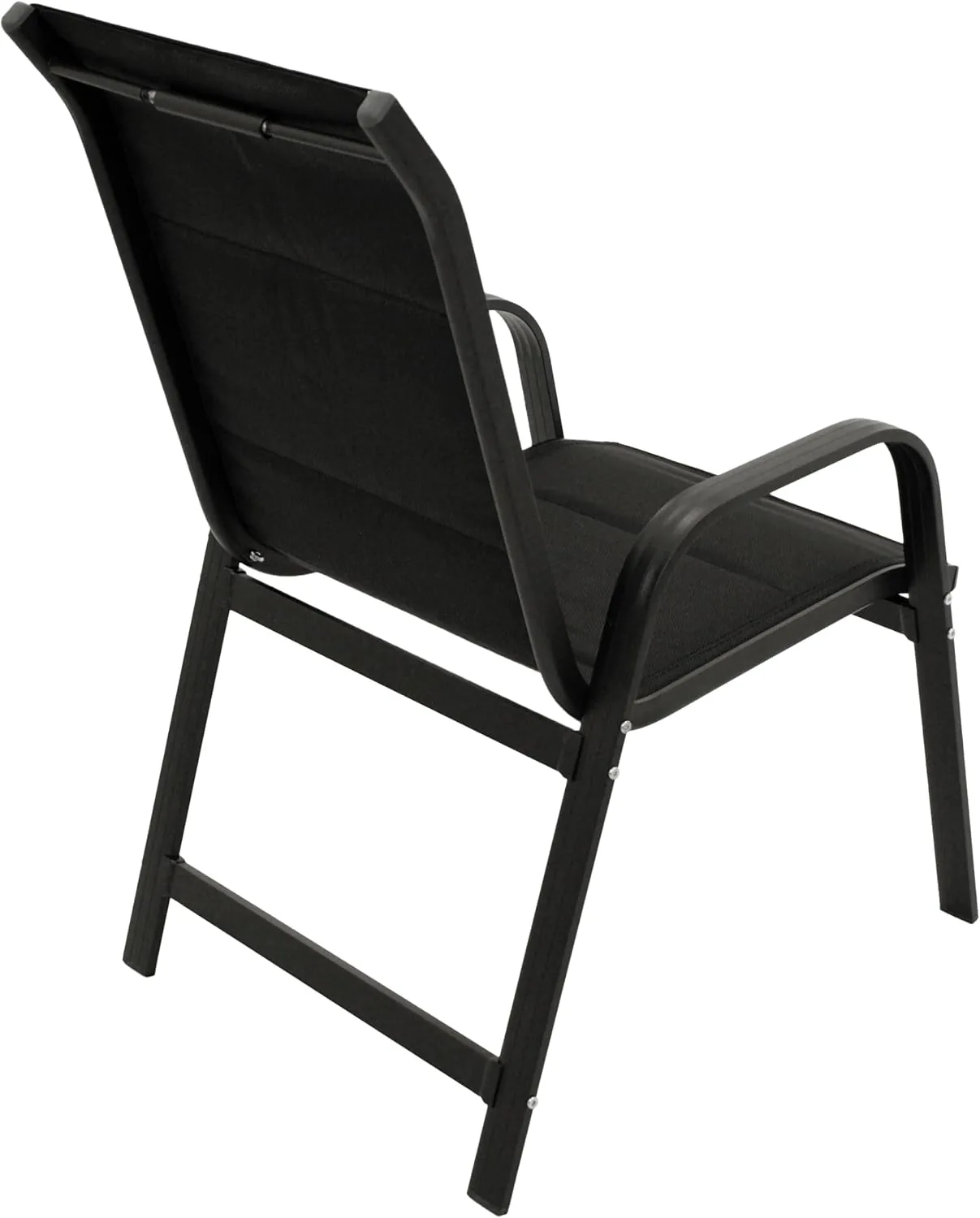 DEGAMO Gartengarnitur Lagos 5-teilig, 4X Stapelsessel aus Aluminium anthrazit und gepolstertem Textilgewebe in schwarz + 1x Ausziehtisch Aluminium 120/162x70cm, anthrazit — Ansicht 3