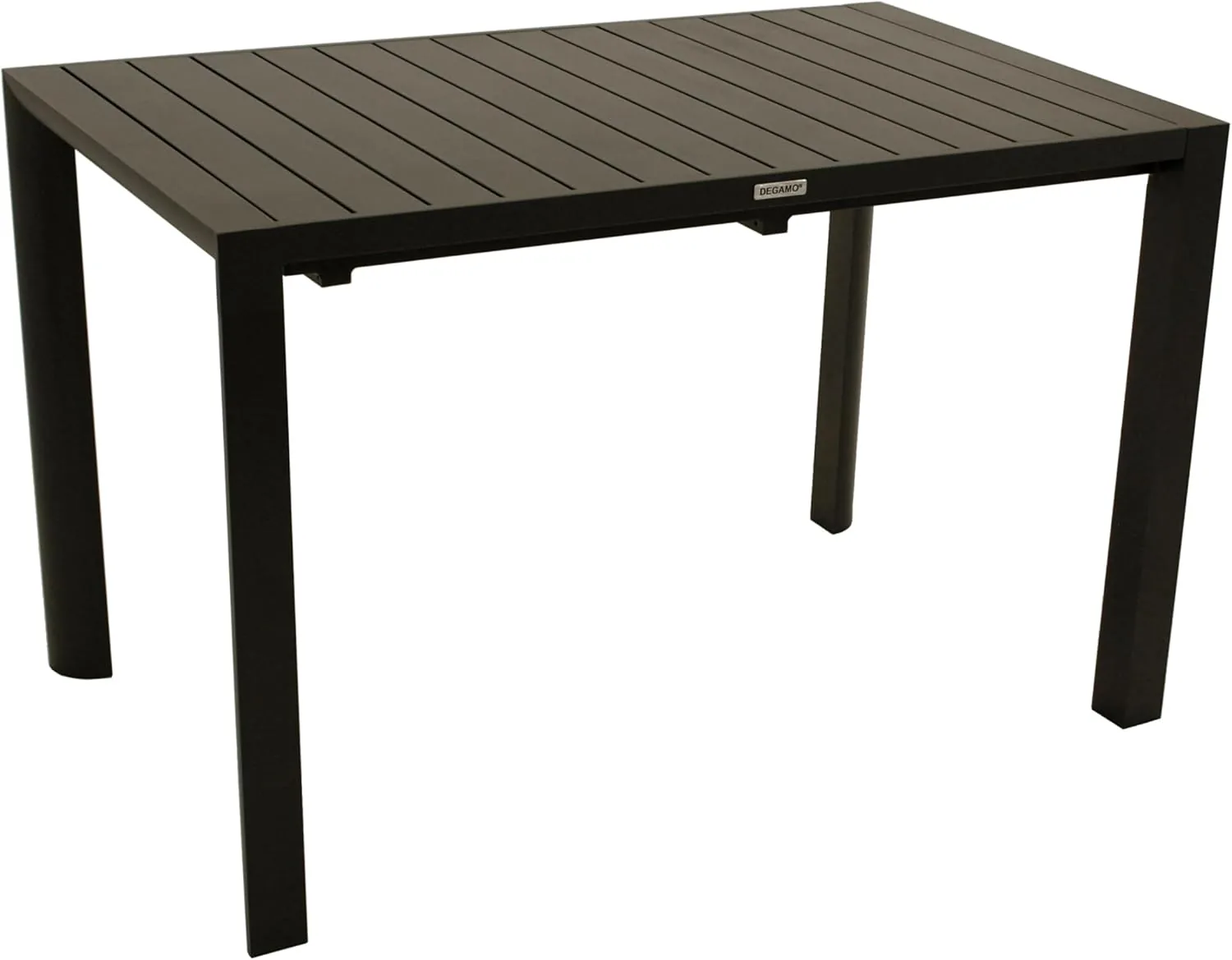DEGAMO Gartengarnitur Lagos 5-teilig, 4X Stapelsessel aus Aluminium anthrazit und gepolstertem Textilgewebe in schwarz + 1x Ausziehtisch Aluminium 120/162x70cm, anthrazit — Ansicht 6