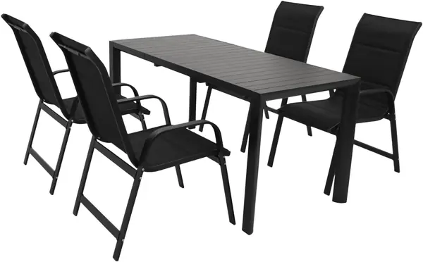 Gartengarnitur Lagos 5-teilig, 4X Stapelsessel aus…