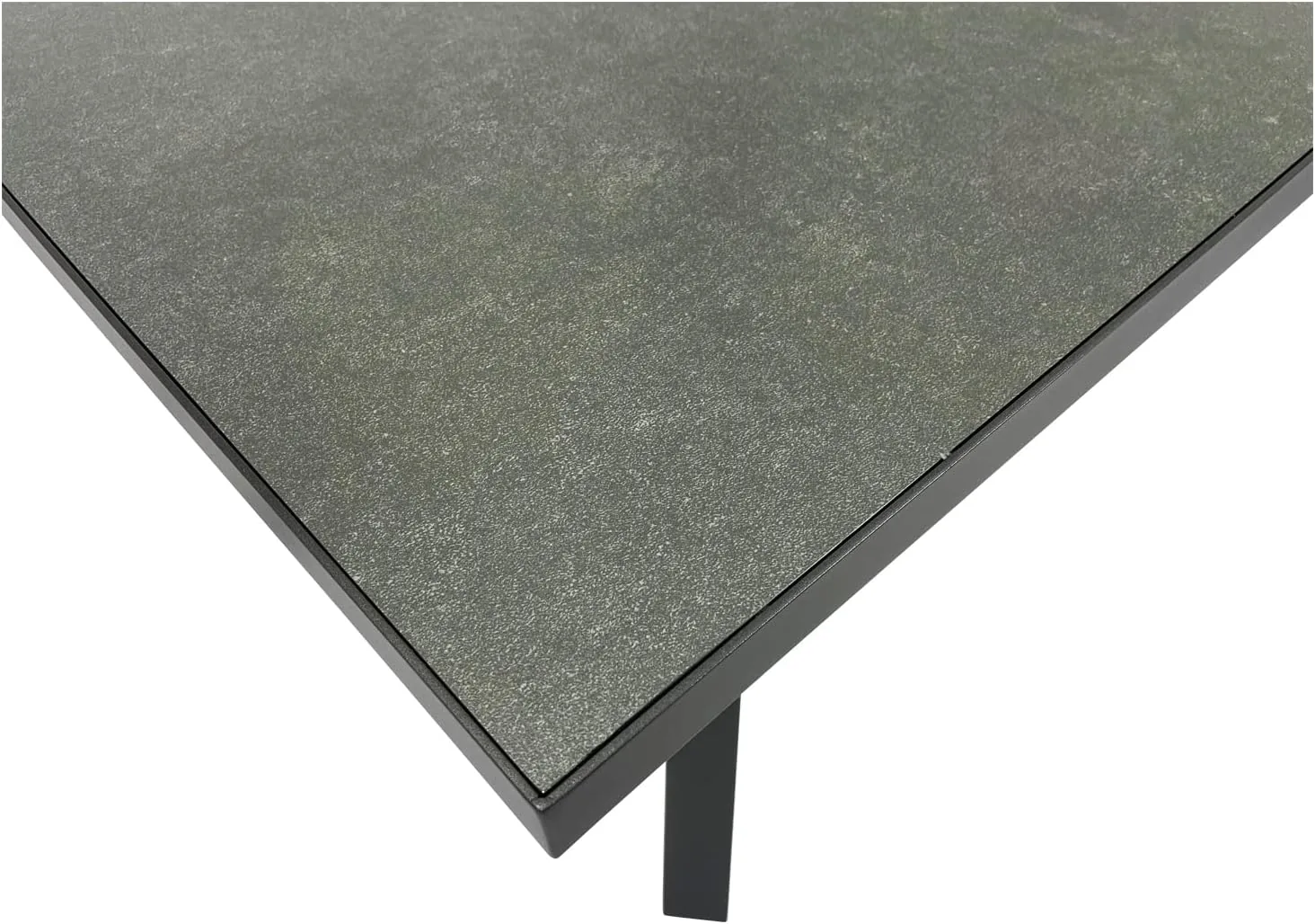DEGAMO Gartengarnitur MANCIANO 5-teilig, 4X Hochlehner Sessel mit Verstellbarer Rückenlehne und 1x Gartentisch 90x180cm mit Glasplatte in Keramikoptik dunkelgrau — Ansicht 3