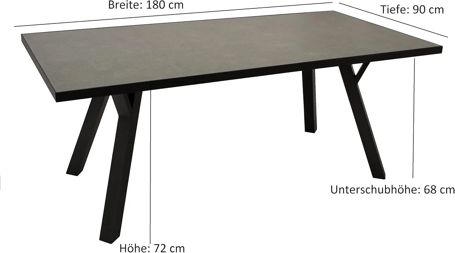 DEGAMO Gartengarnitur MANCIANO 5-teilig, 4X Hochlehner Sessel mit Verstellbarer Rückenlehne und 1x Gartentisch 90x180cm mit Glasplatte in Keramikoptik dunkelgrau — Ansicht 4