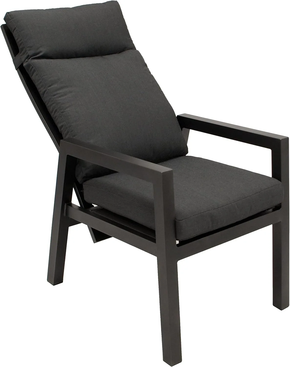 DEGAMO Gartengarnitur MANCIANO 5-teilig, 4X Hochlehner Sessel mit Verstellbarer Rückenlehne und 1x Gartentisch 90x180cm mit Glasplatte in Keramikoptik dunkelgrau — Ansicht 6