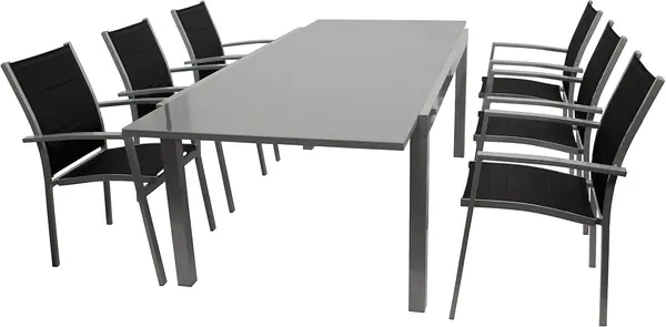 Gartengarnitur Marina 7-teilig, 6X Stapelsessel aus…