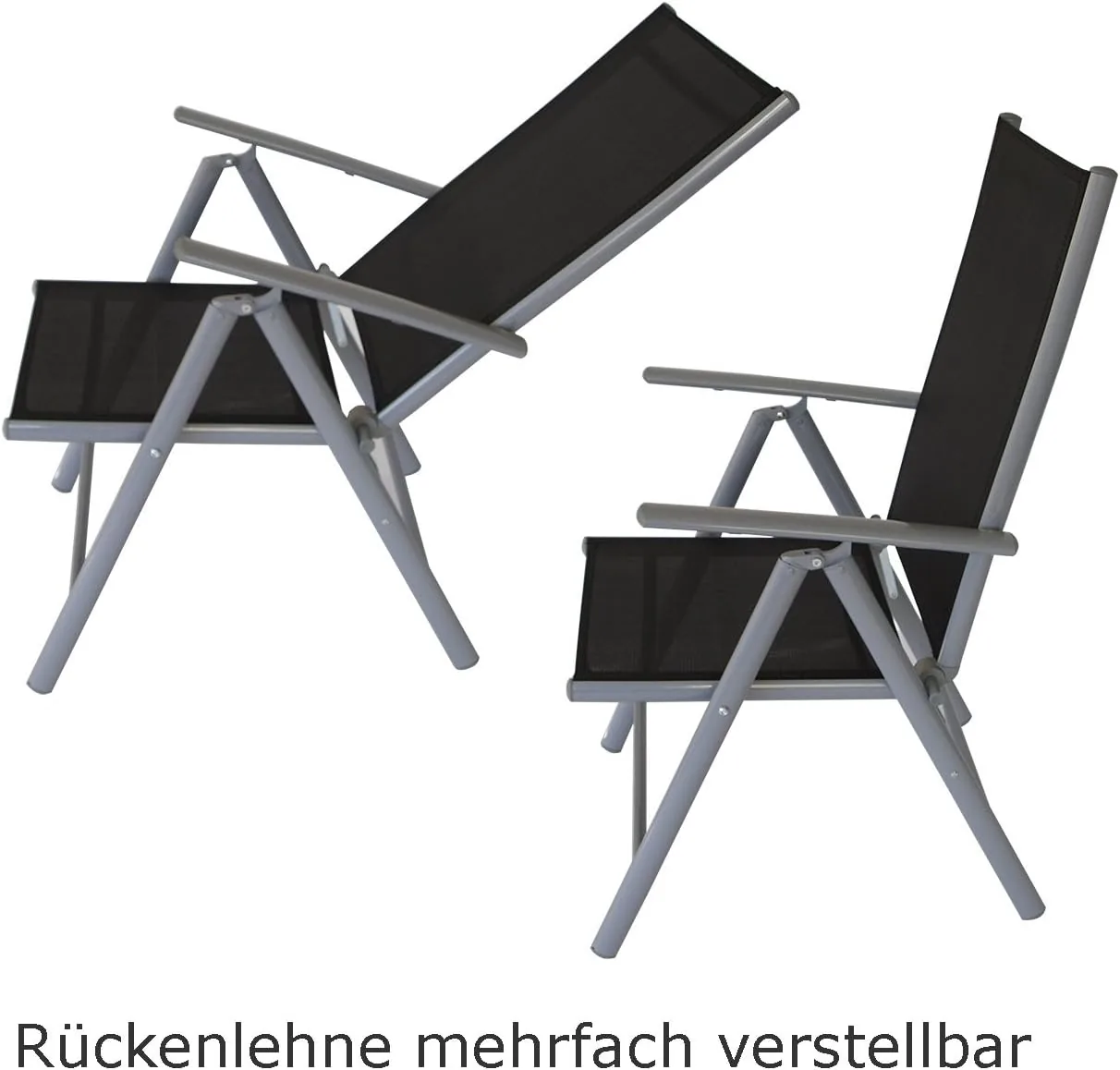 DEGAMO Gartengarnitur Marina 9-teilig, 8X Hochlehner und 1x Ausziehtisch Aluminium mit Glasplatte 180/240x100cm, Outdoor — Ansicht 3