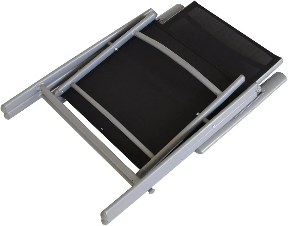 DEGAMO Gartengarnitur Marina 9-teilig, 8X Hochlehner und 1x Ausziehtisch Aluminium mit Glasplatte 180/240x100cm, Outdoor — Ansicht 4