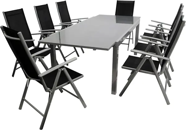 Gartengarnitur Marina 9-teilig, 8X Hochlehner und 1x…