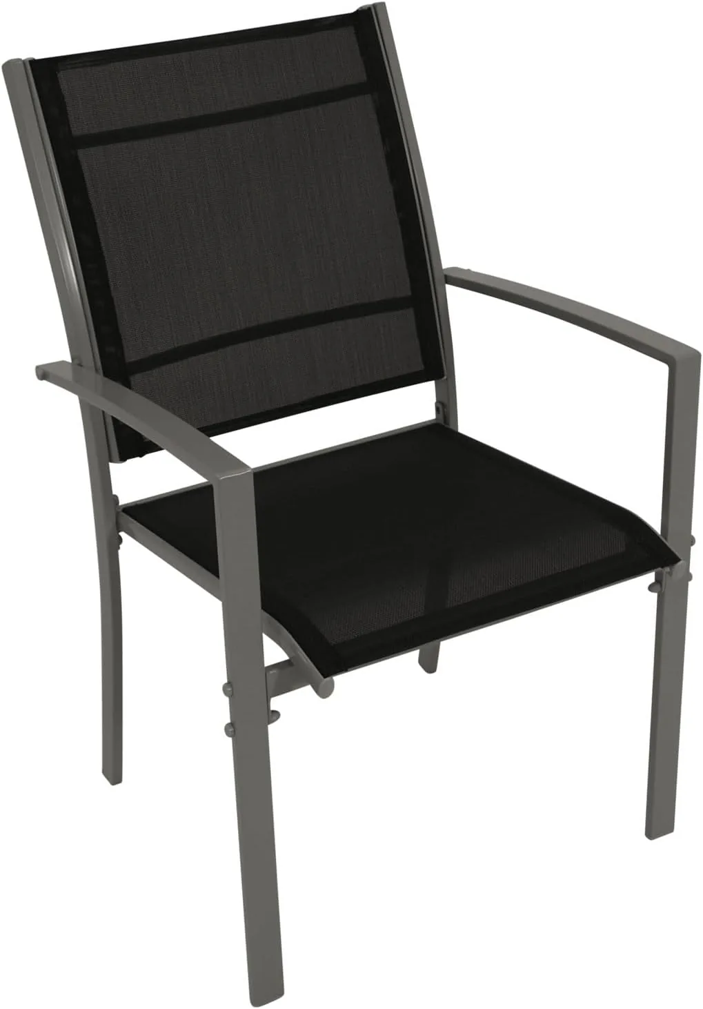 DEGAMO Gartengarnitur Pino 5-teilig, 4X Stapelsessel mit Stahlgestell und Kunstgewebebespannung 2 * 1 schwarz, 1x Tisch 70x120cm mit Stahlgestell und Glasplatte — Ansicht 4