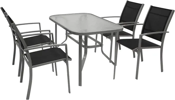 Gartengarnitur Pino 5-teilig, 4X Stapelsessel mit…