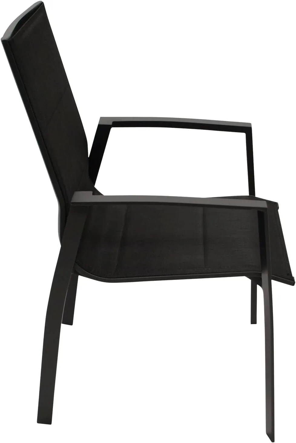 DEGAMO Gartengarnitur Sitzgruppe Torino 7-teilig, 6X Stapelsessel aus Aluminium anthrazit und gepolstertem Textilgewebe in schwarz sowie 1x Ausziehtisch Aluminium + Glas 180/240x100cm, anthrazit — Ansicht 4