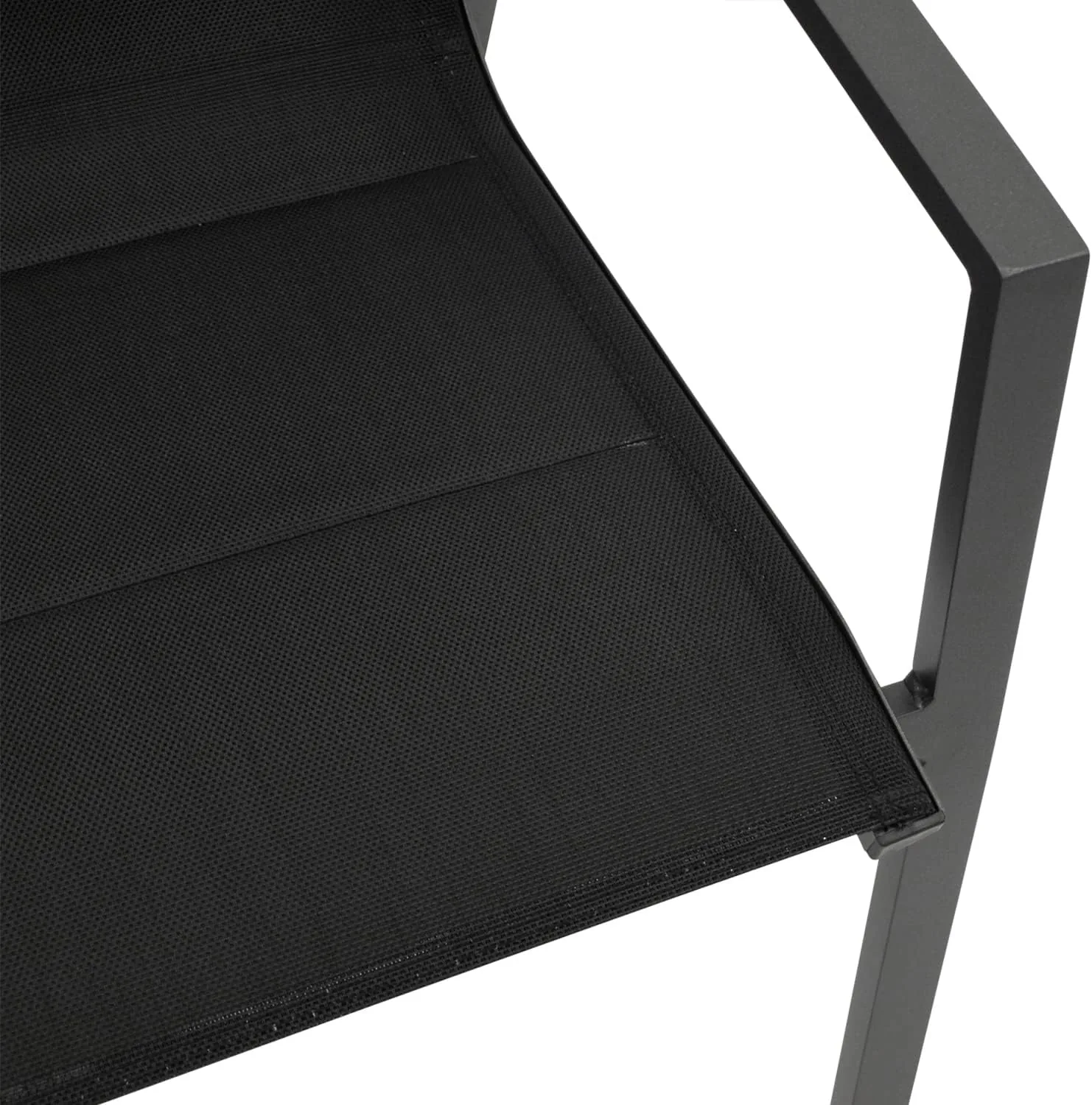 DEGAMO Gartengarnitur Sitzgruppe Torino 7-teilig, 6X Stapelsessel aus Aluminium anthrazit und gepolstertem Textilgewebe in schwarz sowie 1x Ausziehtisch Aluminium + Glas 180/240x100cm, anthrazit — Ansicht 6