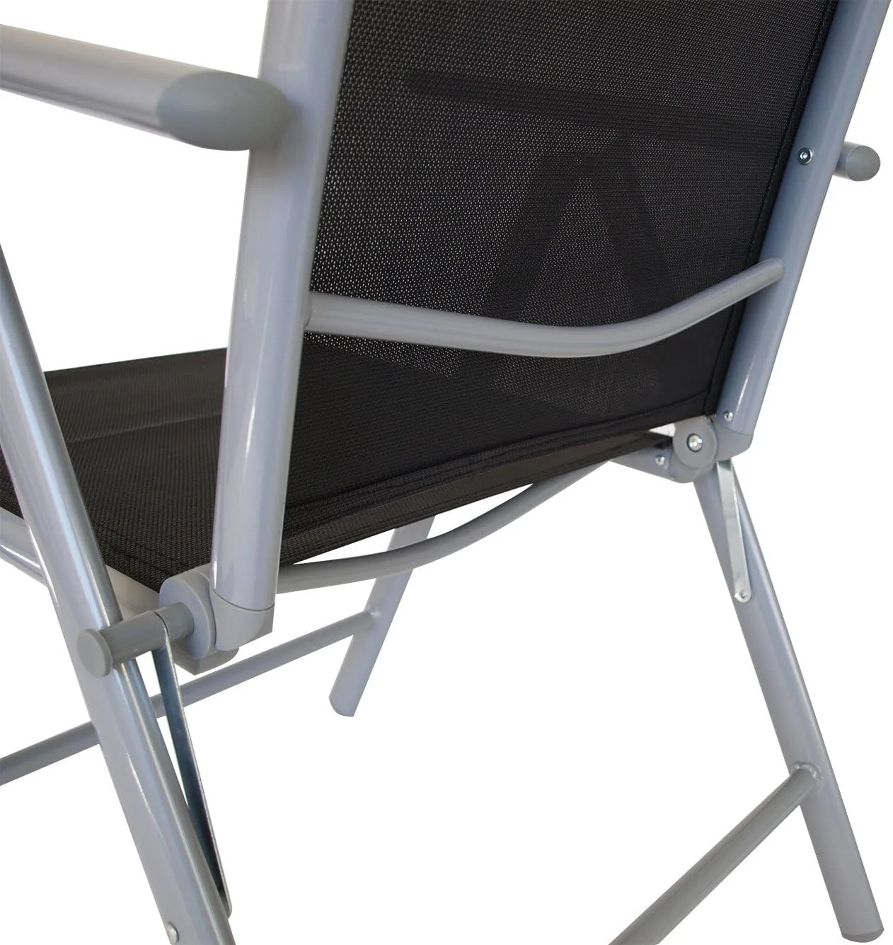 DEGAMO Gartengarnitur Sorano 5-teilig, 4X Hochlehner Klappsessel Alu + Kunstgewebe schwarz, 1x Tisch Alu + Kunstholz 70x125cm grau — Ansicht 5