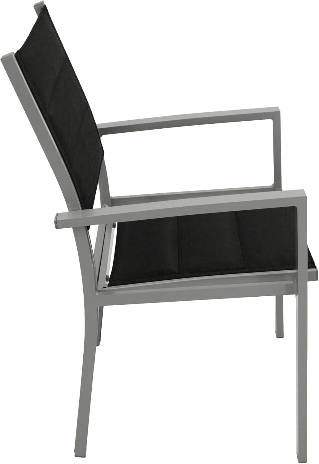 DEGAMO Gartengarnitur Tirana 5-teilig, 4X Gartensessel aus Aluminium Silbergrau und gepolstertem Textilgewebe in schwarz + 1x Ausziehtisch Aluminium 70/140x70cm, Silbergrau — Ansicht 2