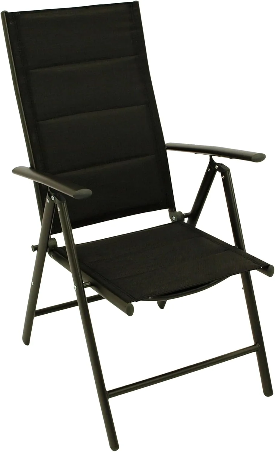 DEGAMO Gartengarnitur Vicenza 5-teilig, 4X Hochlehner Klappsessel anthrazit und 1x Ausziehtisch Aluminium mit Tischplatte Akazie 80/120x70cm, Outdoor — Ansicht 6