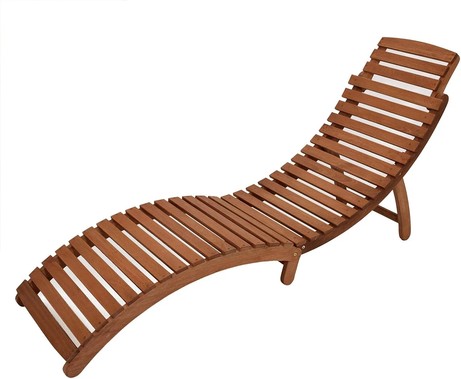 DEGAMO Gartenliege Panama zum Klappen, Maße 184x55cm, Holz Akazie braun geölt, mit Kopfstütze und Polsterauflage in rot, Outdoor — Ansicht 3