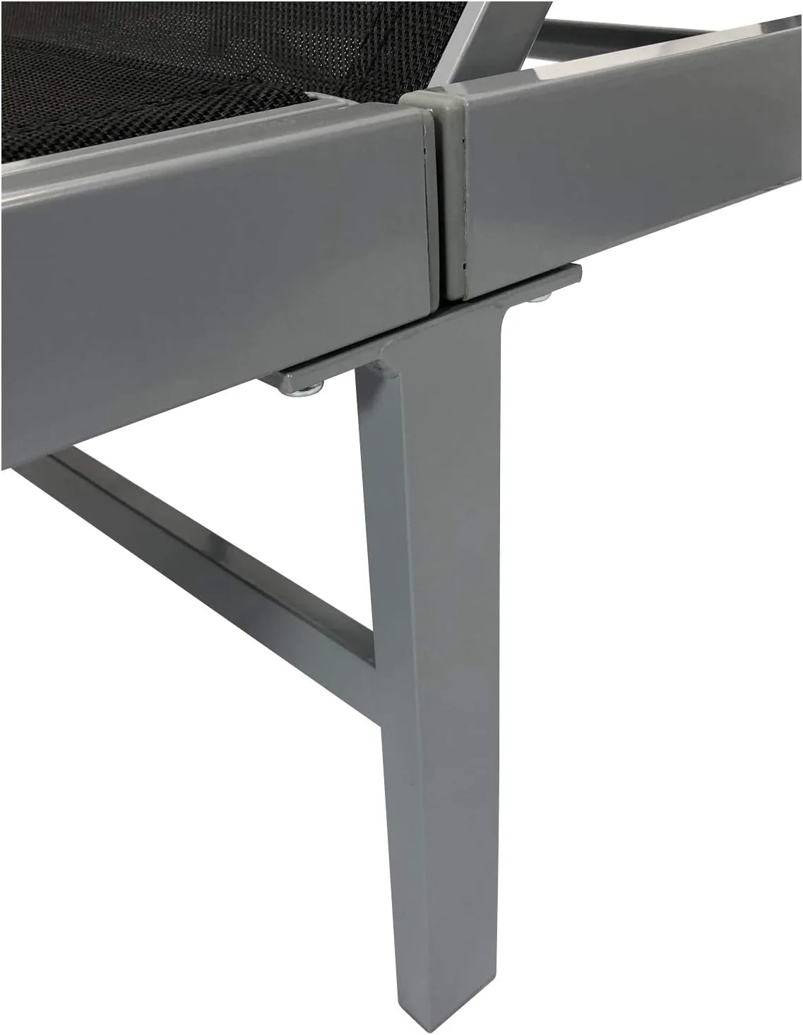 DEGAMO Gartenliege Rollenliege Ostia 200cm, Aluminium Silbergrau + Kunstgewebe schwarz wetterfest, Rückenteil 5-Fach verstellbar, Outdoor — Ansicht 5