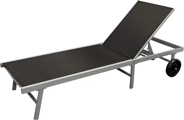 Gartenliege Rollenliege Ostia 200cm, Aluminium Silbergrau…