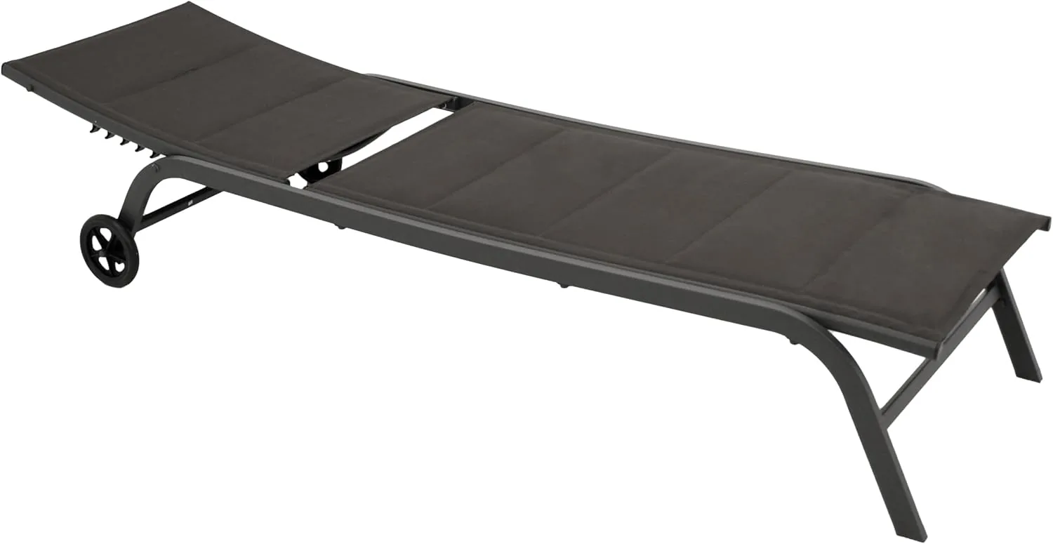DEGAMO Gartenliege Rollenliege Riva, Stahlgestell grau, Liegefläche Kunstgewebe gepolstert grau, verstellbar, Outdoor — Ansicht 3