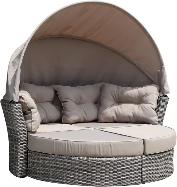 Gartenliege Sonneninsel Marbella, Alu, Halbrund, Grau…