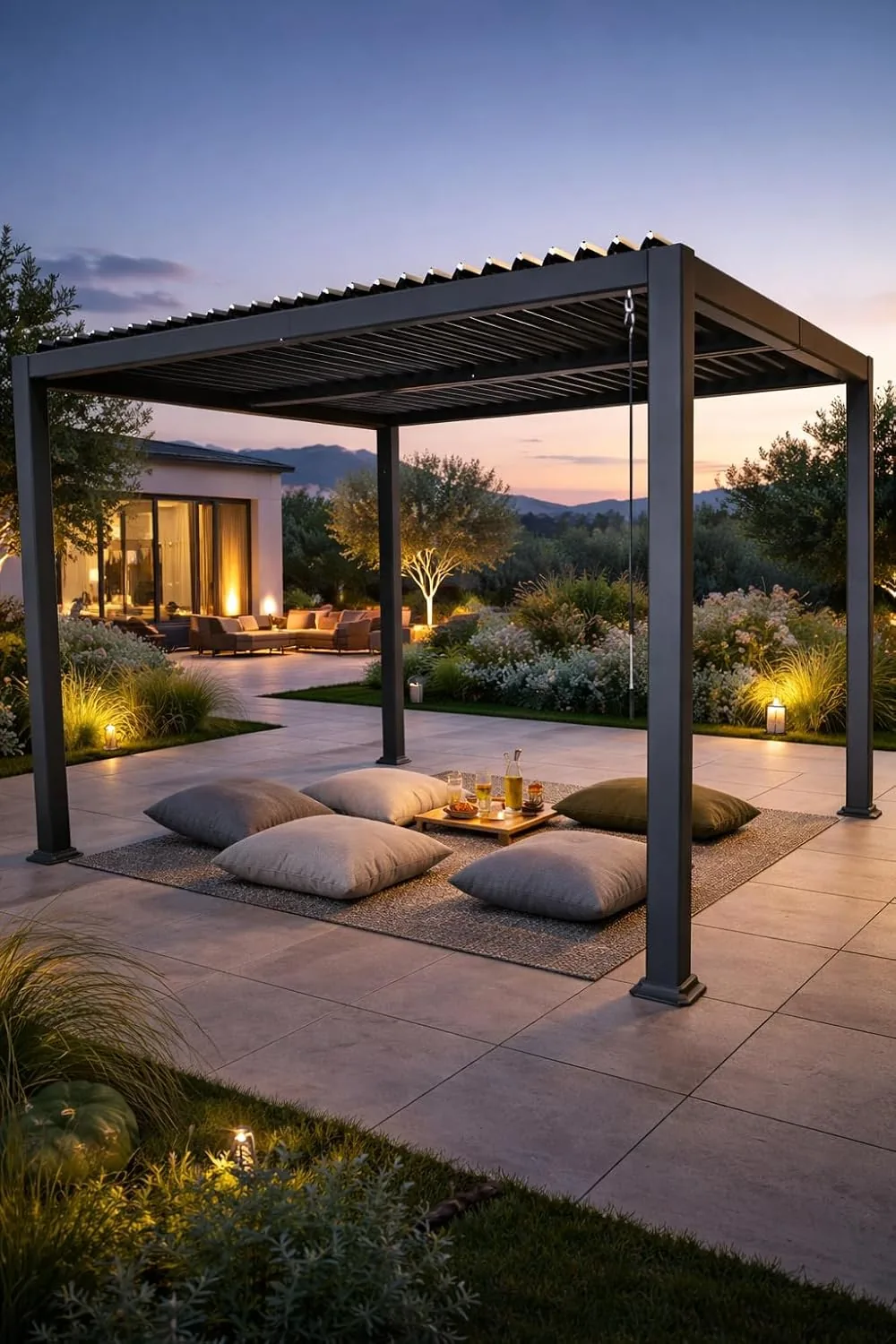DEGAMO Gartenpavillon Lamellenpavillon Baracoa 300x300cm, Gestell Aluminium, Lamellendach aus Aluminium, dunkelgrau — Ansicht 2