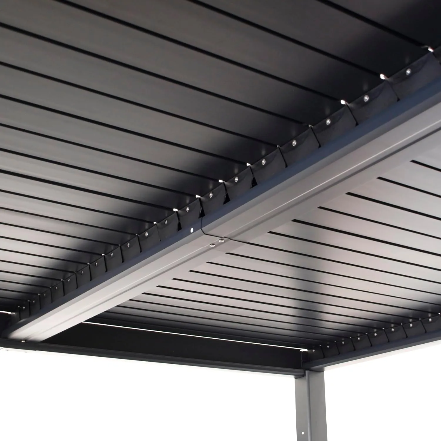 DEGAMO Gartenpavillon Lamellenpavillon Baracoa 300x300cm, Gestell Aluminium, Lamellendach aus Aluminium, dunkelgrau — Ansicht 4